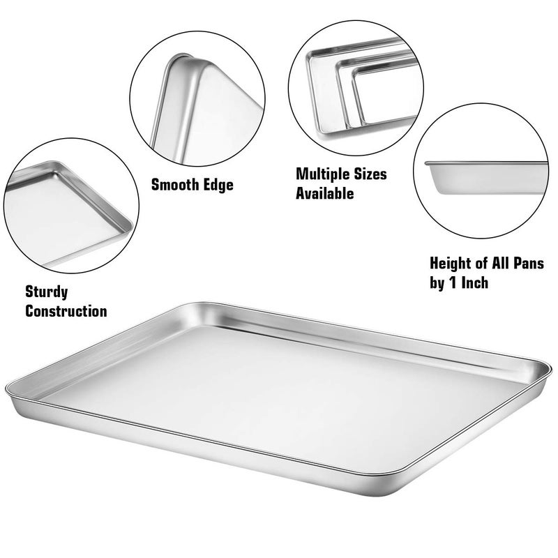 Wildone Baking Sheet with Silicone Mat Set, Set of 6 (3 Sheets + 3 Mats), Stainless Steel Cookie Sheet Baking Pan with Silicone Mat, Non Toxic & Heavy Duty & Easy Clean - Image 2